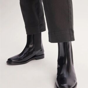 Everlane Glossy Black Ankle Booties